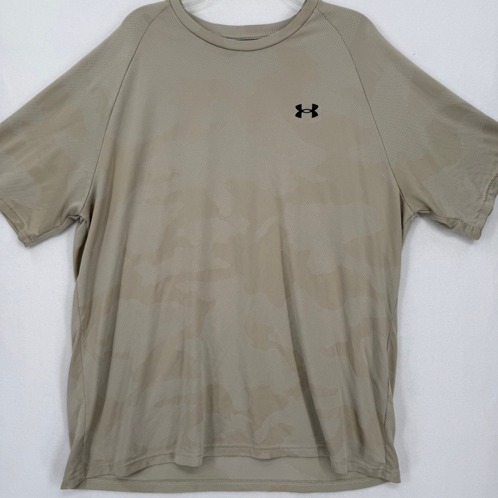 Under Armour Mens 3XL Camo Training Shirt Tan Jacquard Loose Fit 1371203-289